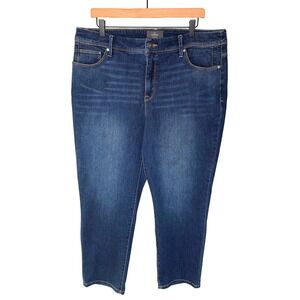 So Slimming‎ by Chicos Mid Wash Crop Jeans Large 14| 25 Inseam Stretch Comfort